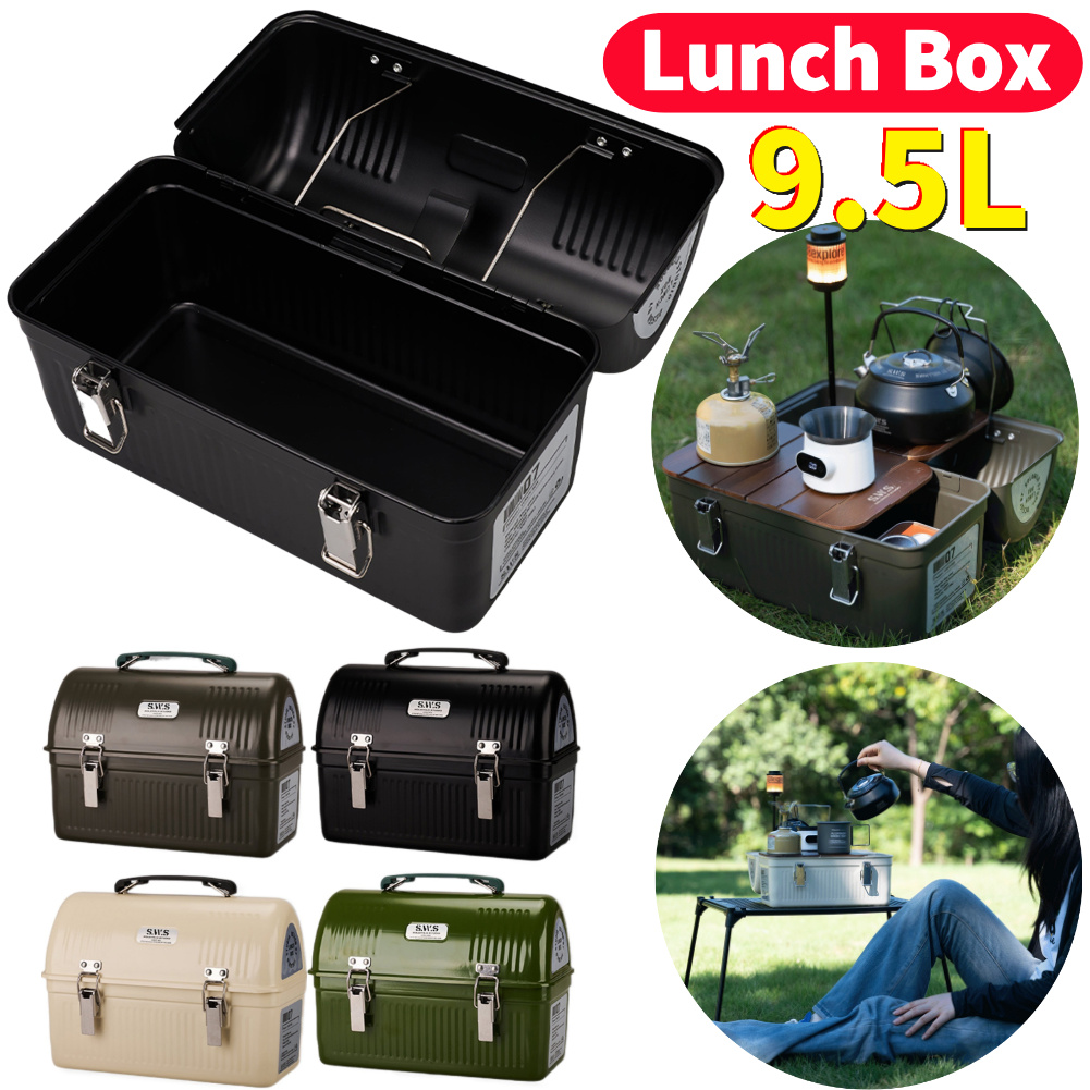 Food Storage Handling - 9.5L Vintage Camping Metal Lunch Box