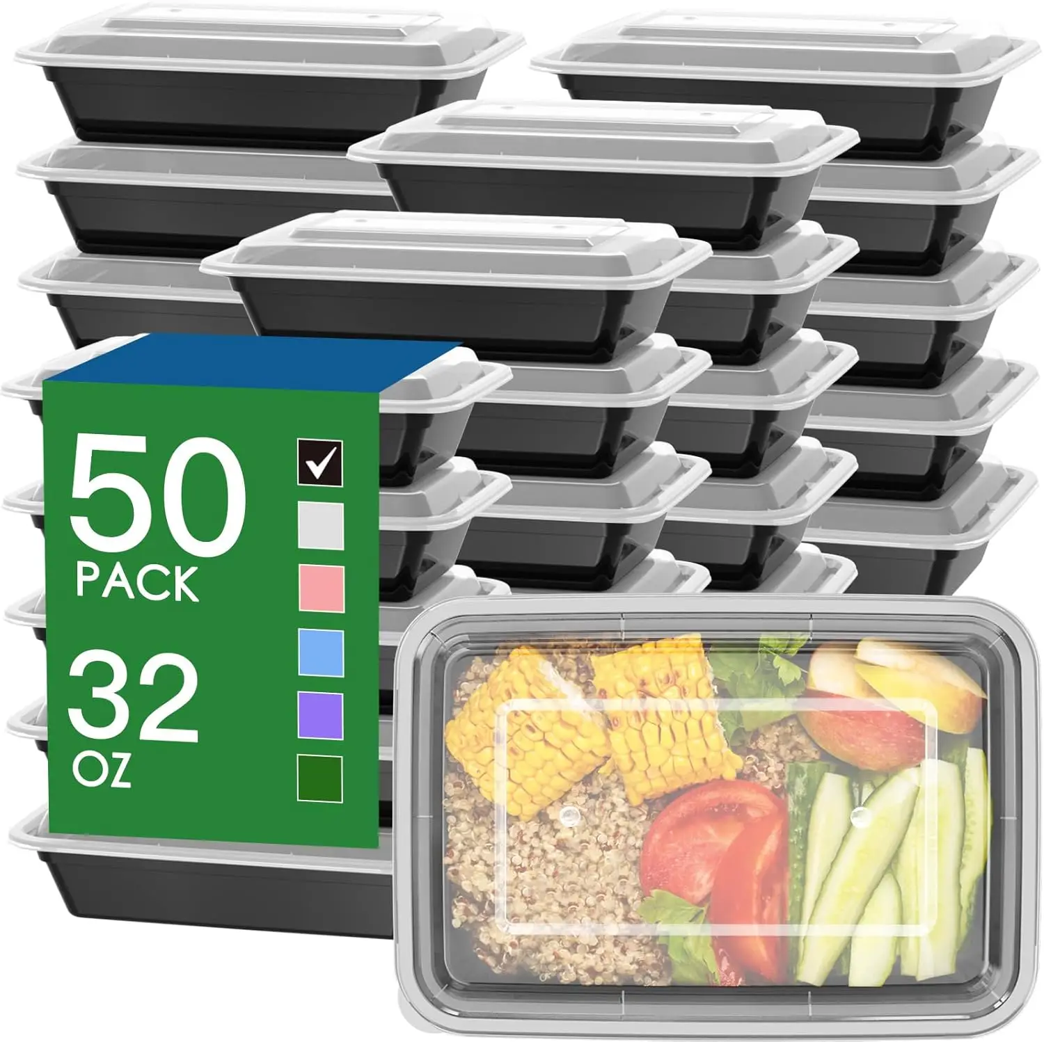 Food Storage Safe - 50 Pack (100-Piece) 32 oz Meal