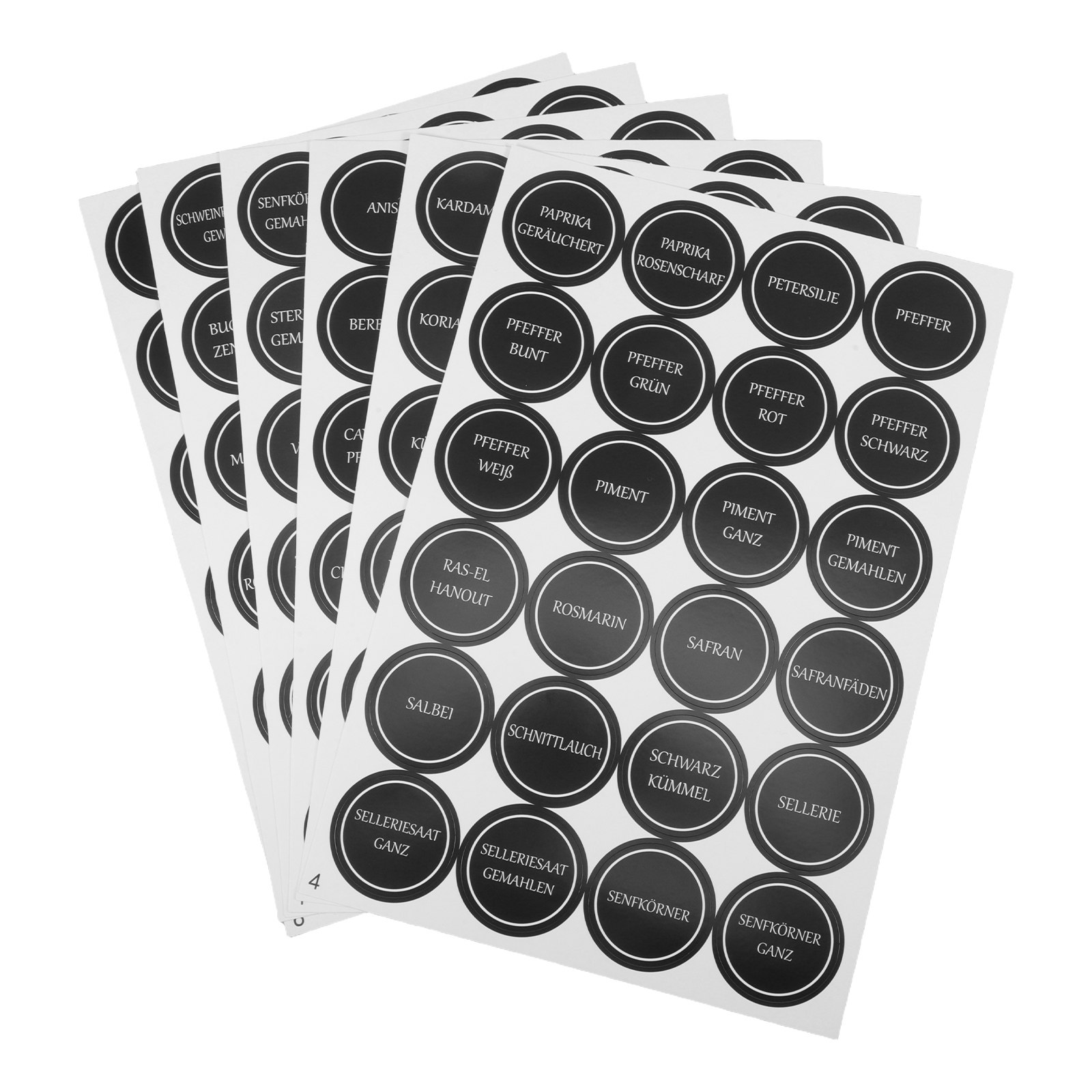 Food Storage Labels - 6 Sheets Round Spice Jar Labels