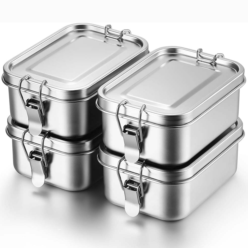 Food Storage Metal Box - 4Pcs Stainless Steel Bento Box Metal