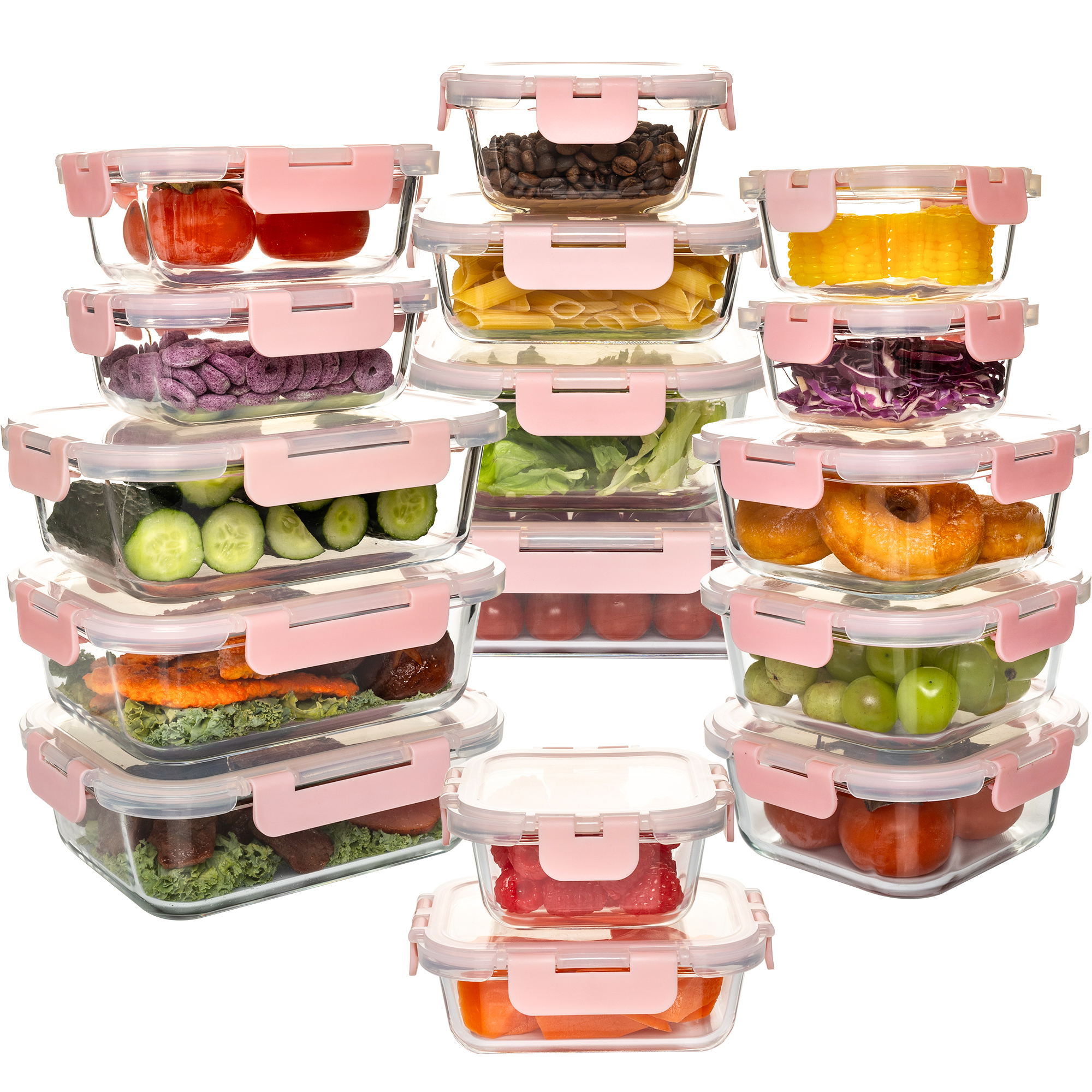 Food Storage Bowls - 16-Piece Glass Food Storage Containers Set,