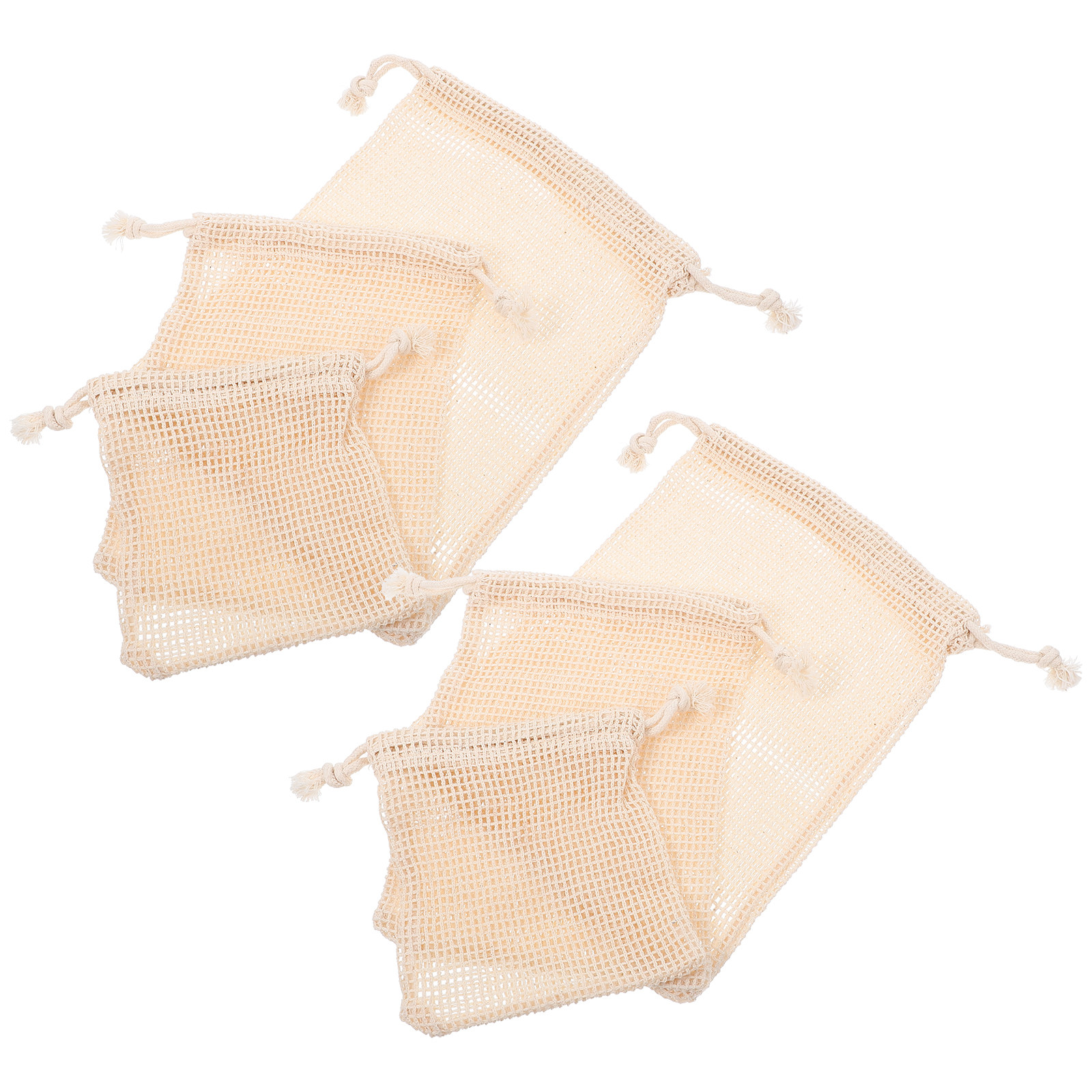 Produce Bag Reusable Mesh - 6Pcs Multifunctional Cotton Mesh Drawstring Bags