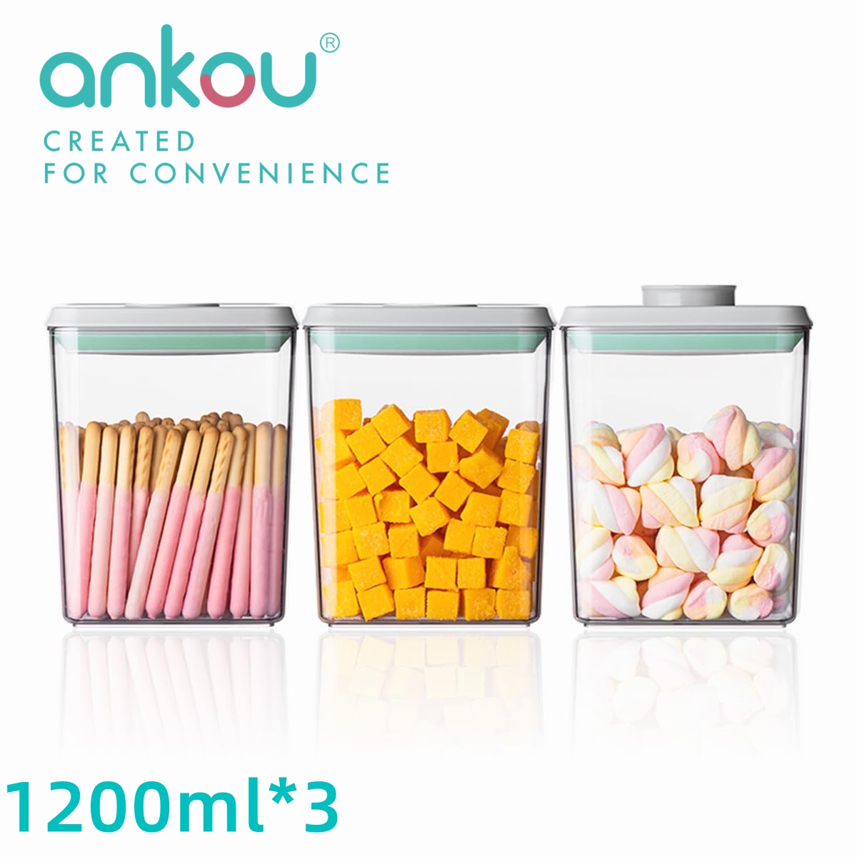 Food Storage Pet - Ankou 3Pcs 1.2L Pop Airtight Food