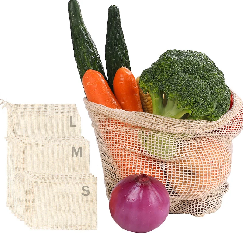 Produce Bag Reusable Mesh - Cotton Mesh Vegetable Bags Produce Bag
