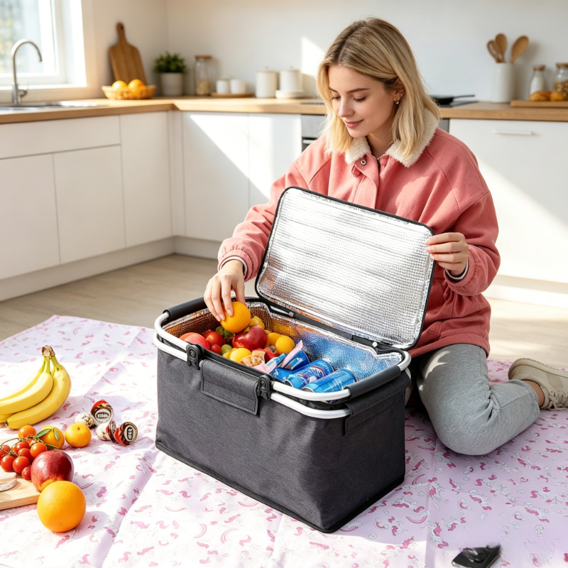 Food Storage Box Large - Foldable Large Capacity Insulated Picnic Bag,
