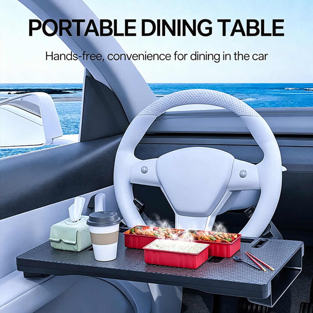 Food Storage Ideas - 2-in-1 Foldable Car Steering Wheel Desk