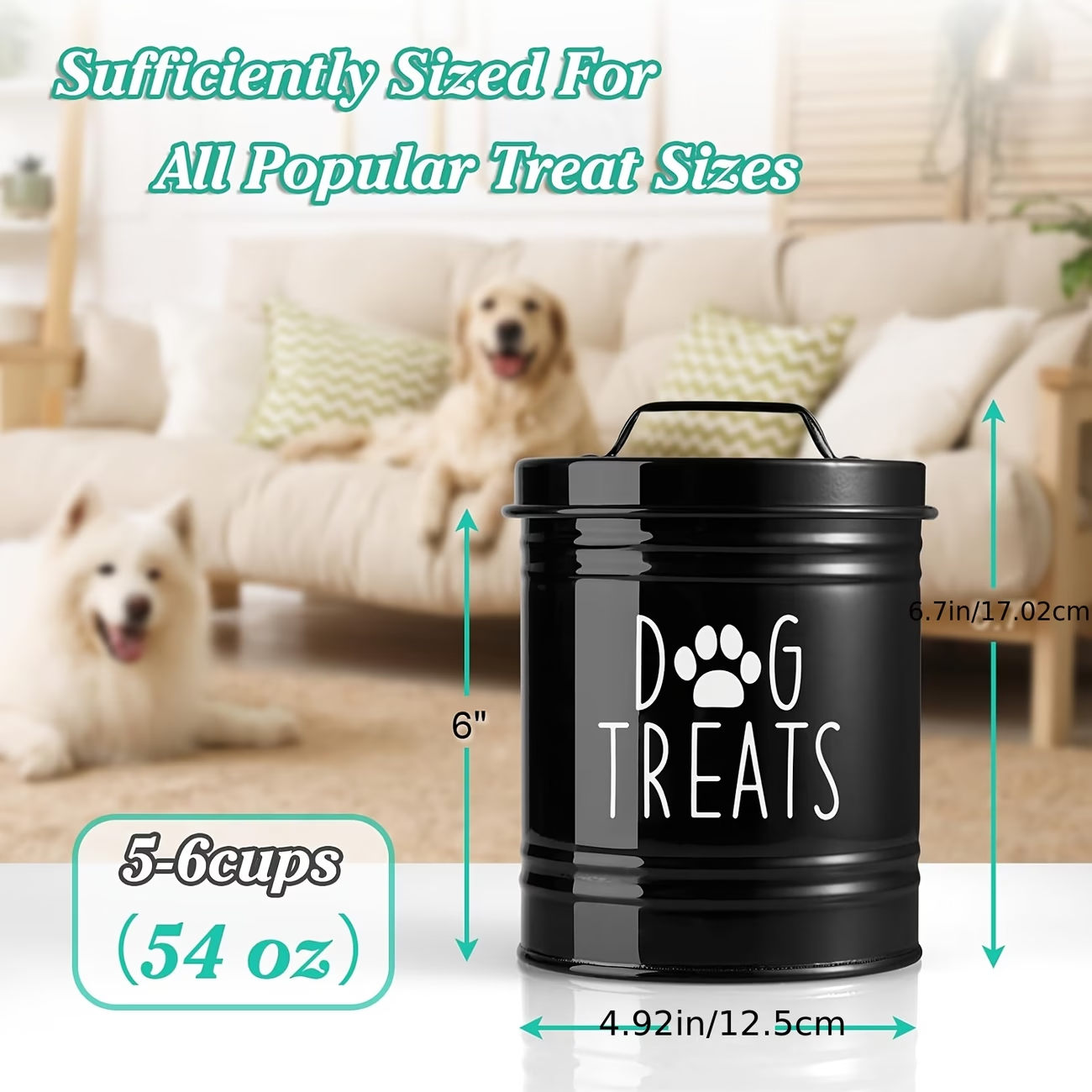 Food Storage Handling - Farmhouse Style Dog Treat Jar, Airtight