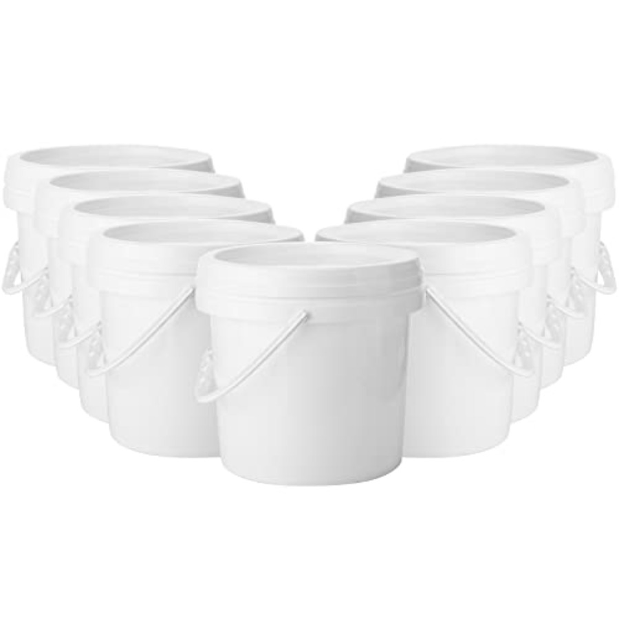 Food Storage Handling - 10 Pack White Plastic Bucket with