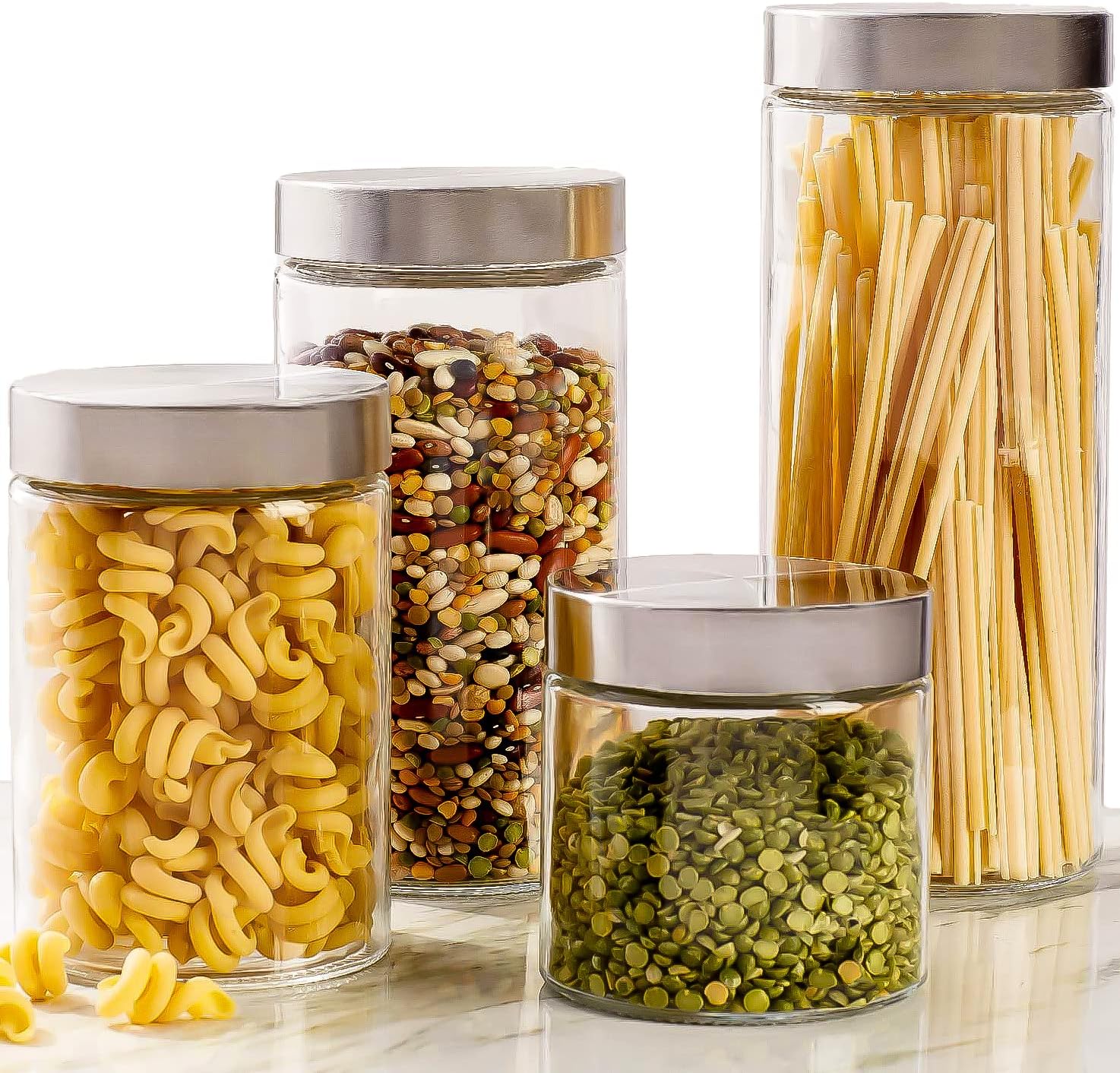 Food Storage Labels - 4pc Canister Sets for Kitchen Counter