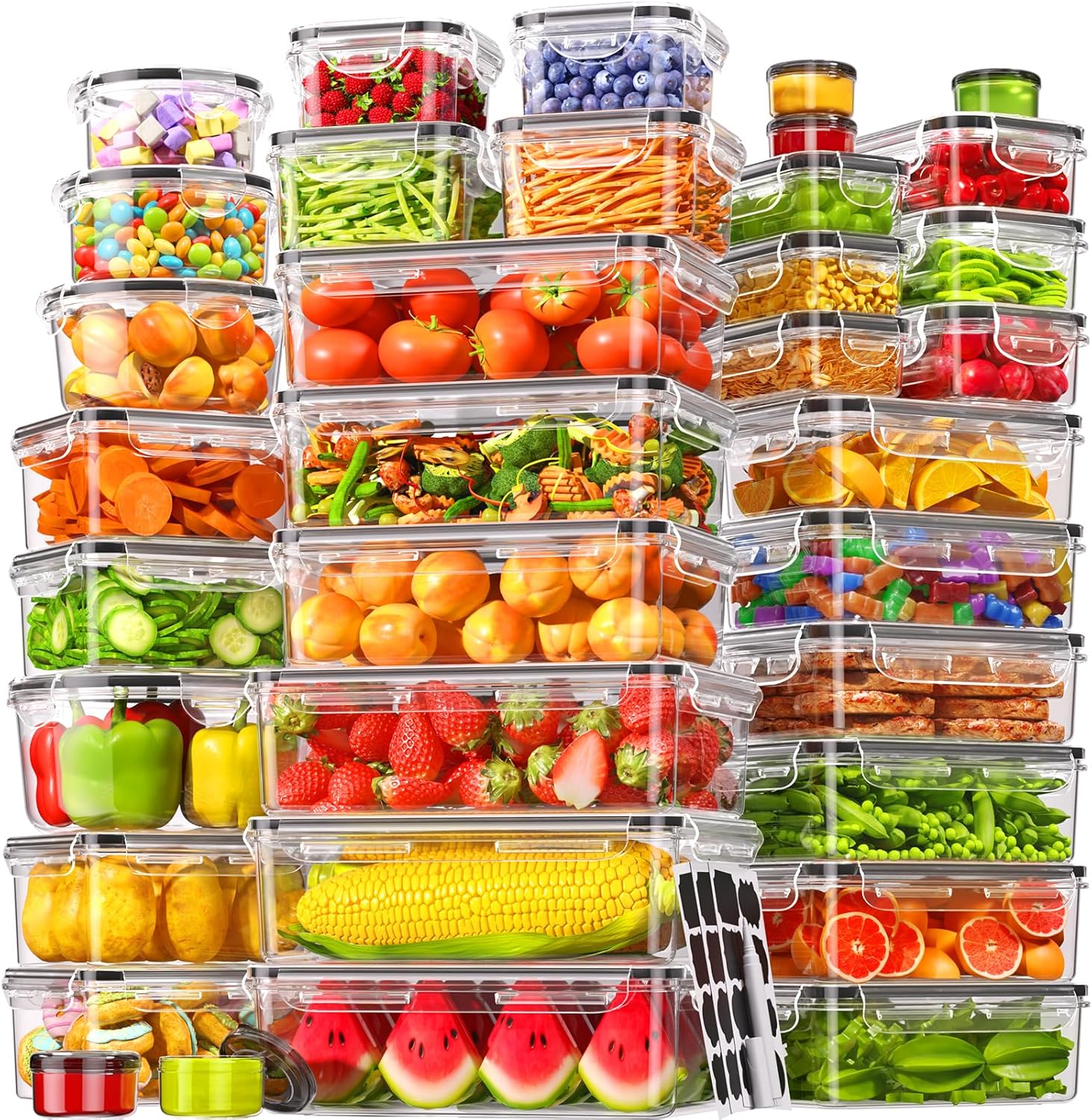 Food Storage Labels - 70 Piece Food Storage Containers with