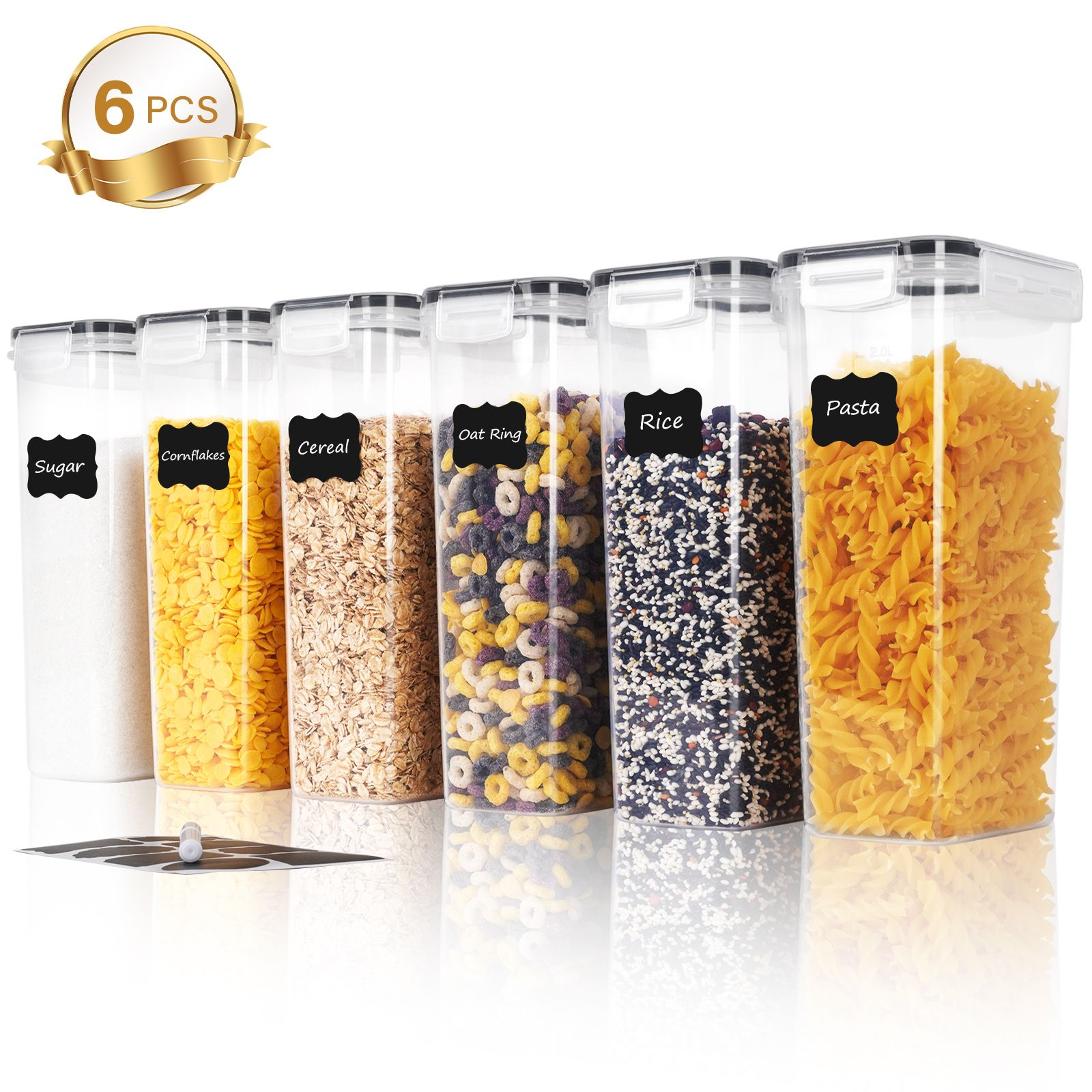 Food Storage Labels - 3/6Pcs Airtight Food Storage Containers -