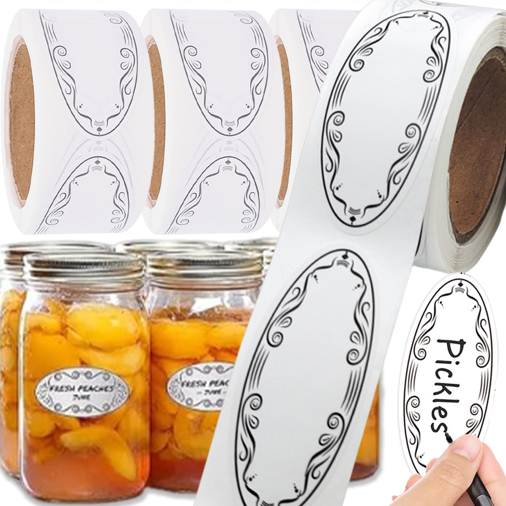 Food Storage In Restaurant - Oval Labels Blank Stickers Food Containers