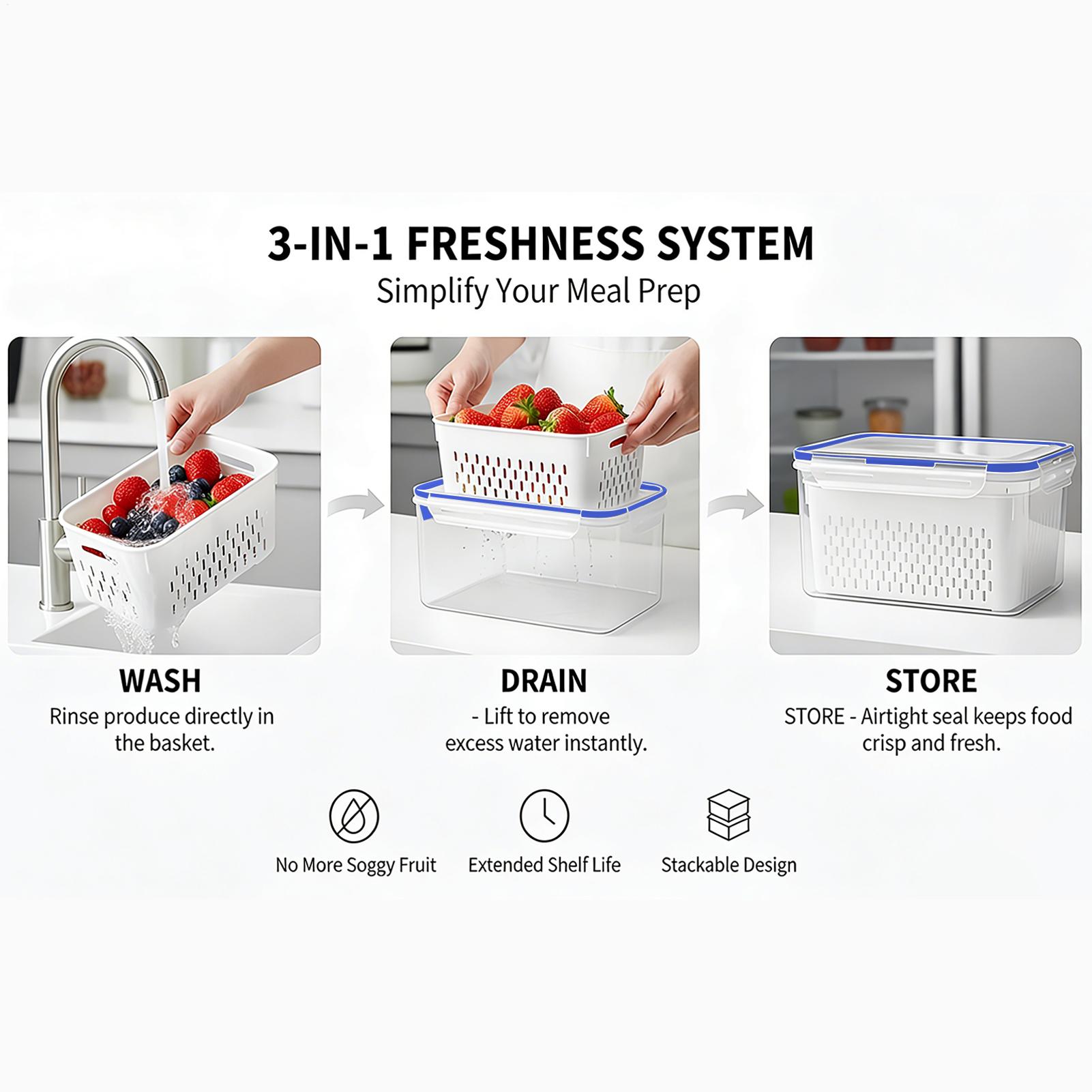 4 In 1 Food Storage Container  - Food Storage With Colander avis et prix
