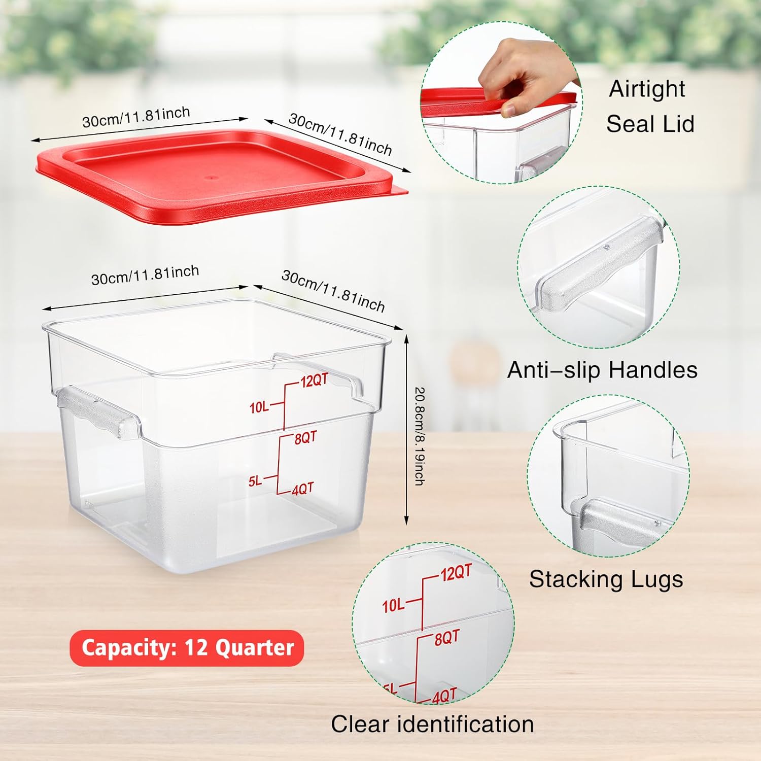 Clear Square Food Storage Cont - Food Storage 12 Qt avis et prix