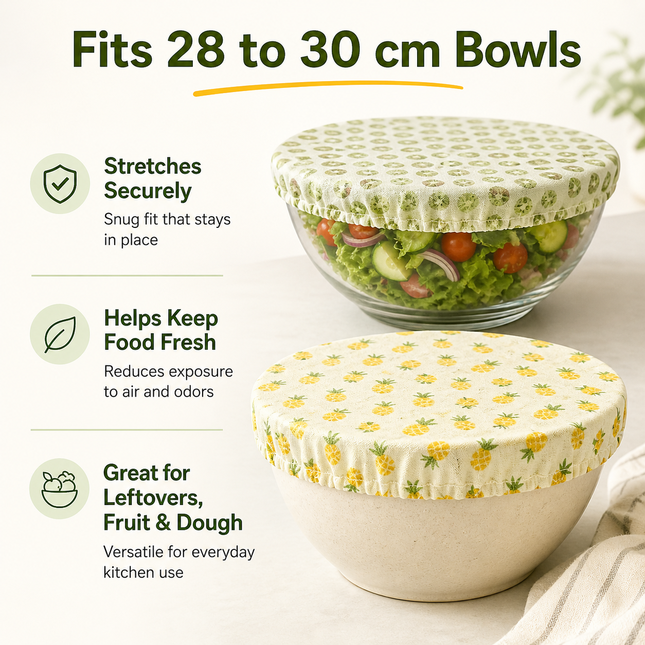Cotton Bowl Cover, Elastic Edg - Food Storage Yellow avis et prix