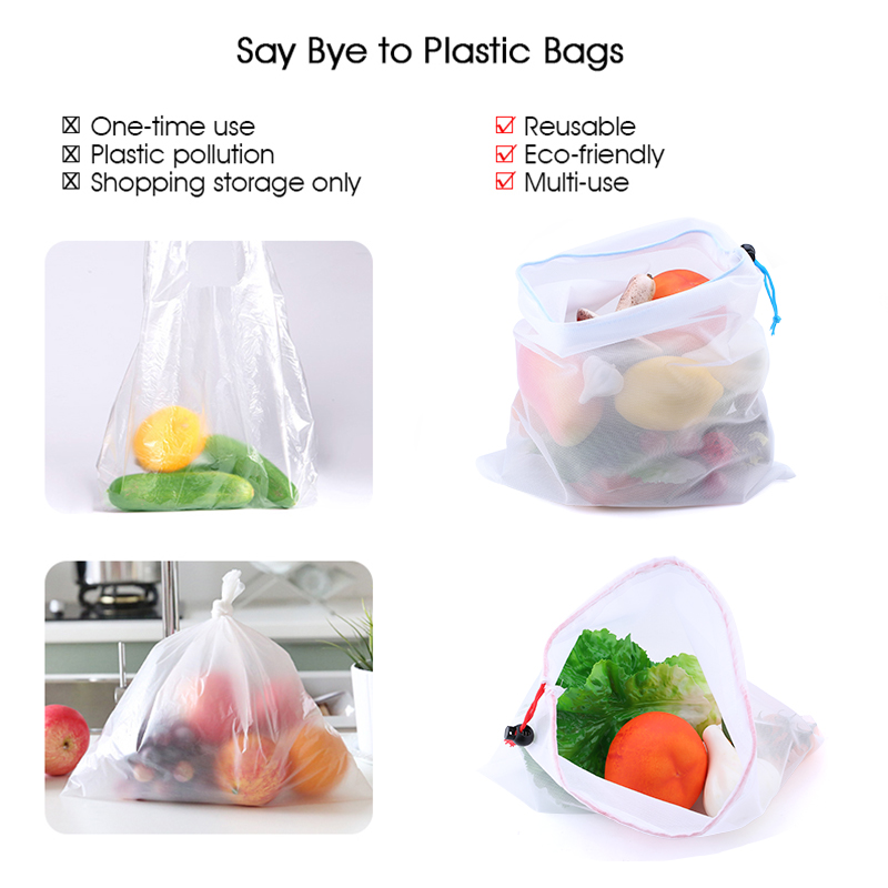 3/9/15pcs Reusable Vegetable F - Produce Bag Reusable Mesh avis et prix