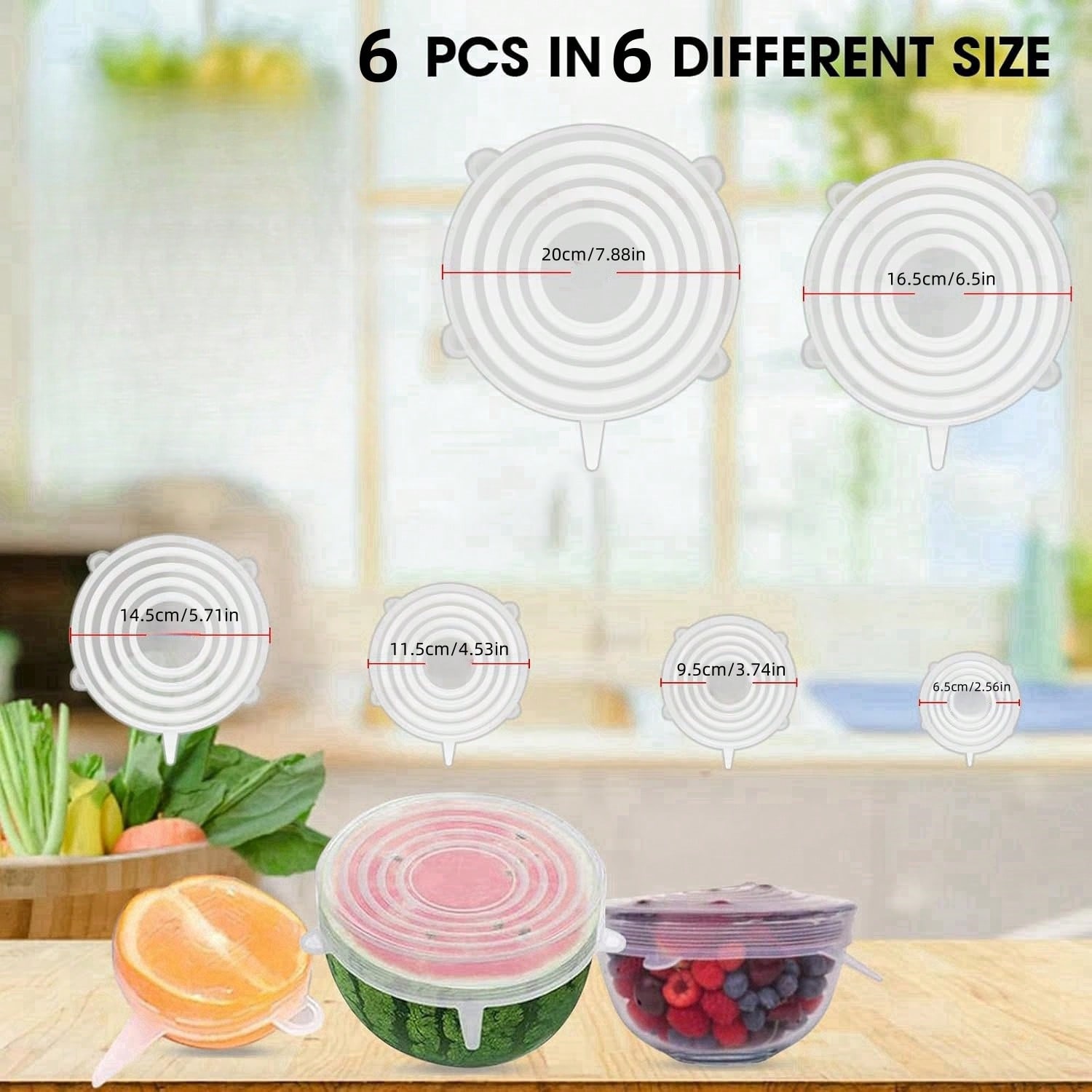 6pcs/Set Silicone Elastic Lids - Food Storage Bowls avis et prix