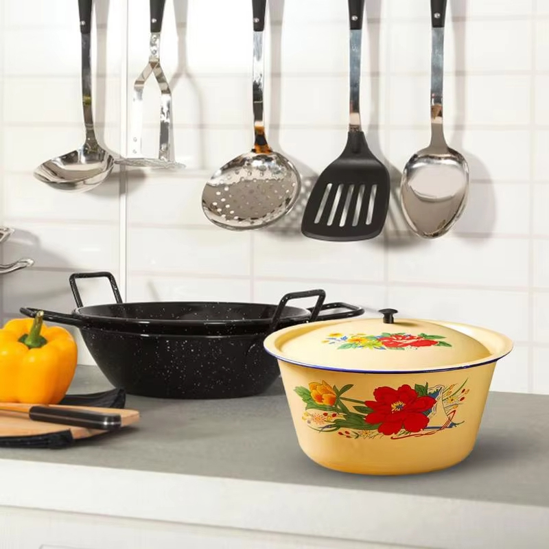Food Storage Pot Enamel Basin  - Food Storage Yellow avis et prix