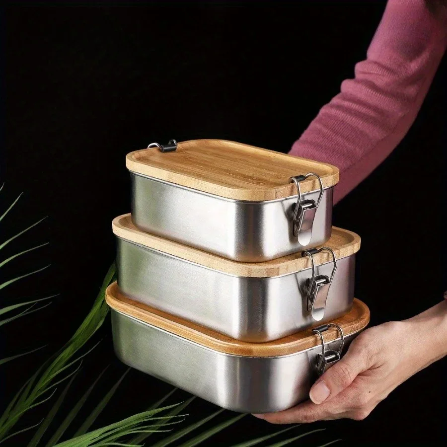 New 304 stainless steel bamboo - Food Storage With Colander avis et prix