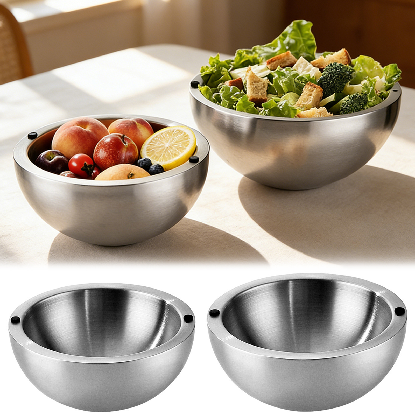 304 Thickened Salad Mixing Bow - Food Storage Metal Box avis et prix