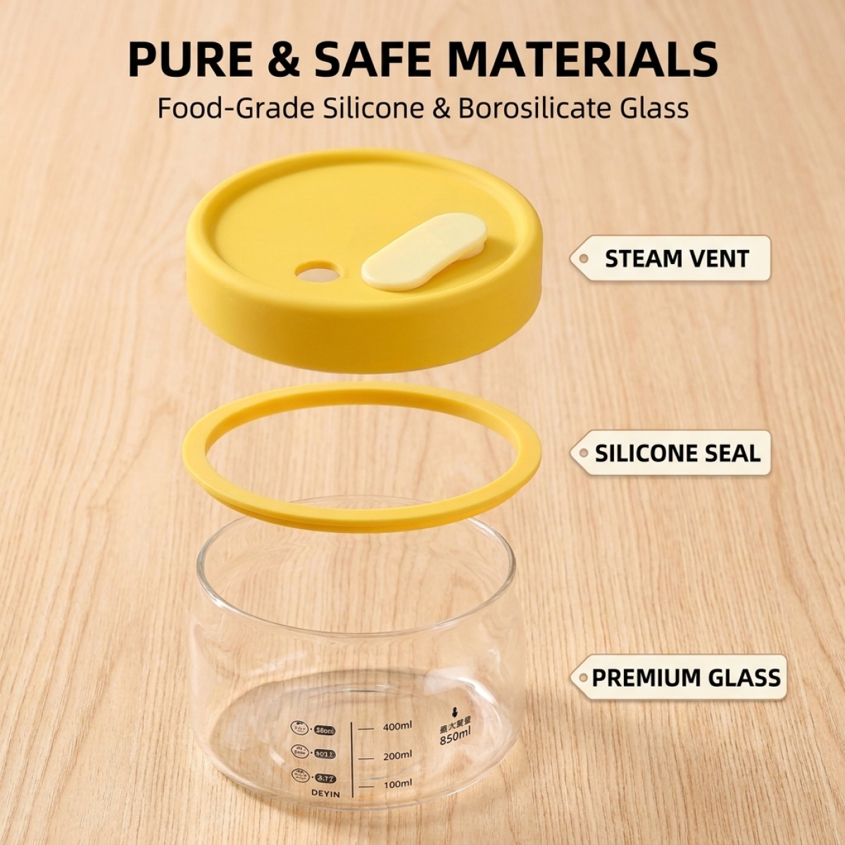 Leakproof Glass Food Storage C - Food Storage Yellow avis et prix