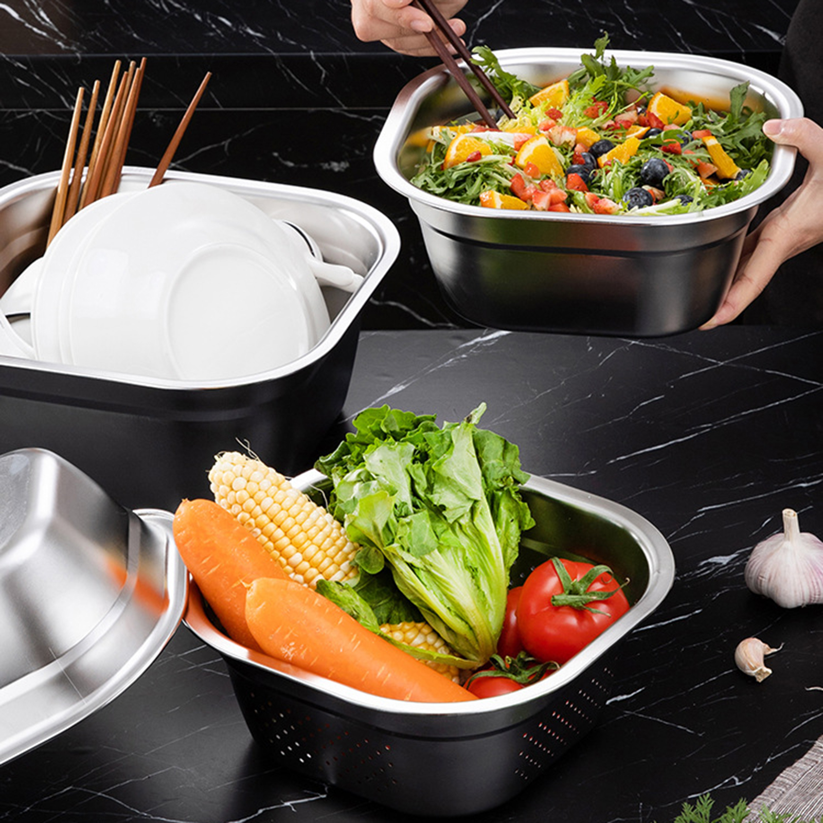 Stainless Steel Square Basin V - Food Storage Bowls avis et prix
