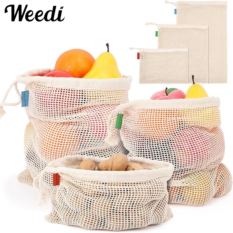 Weedi 3/6pack Reusable Cotton  - Produce Bag Reusable Mesh avis et prix