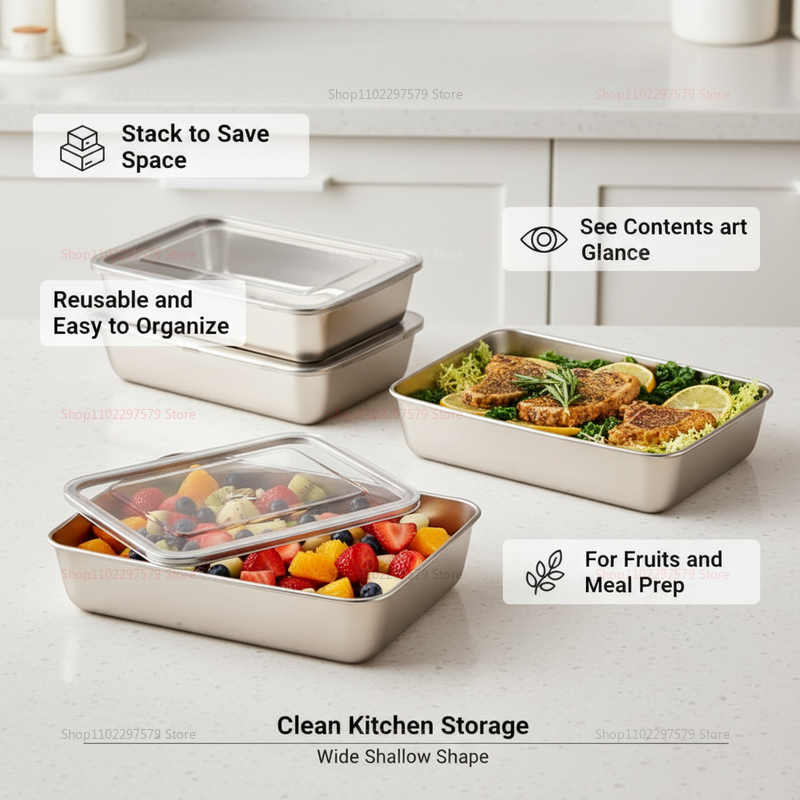 Plate Stainless Steel Food Con - Food Storage Bowls avis et prix