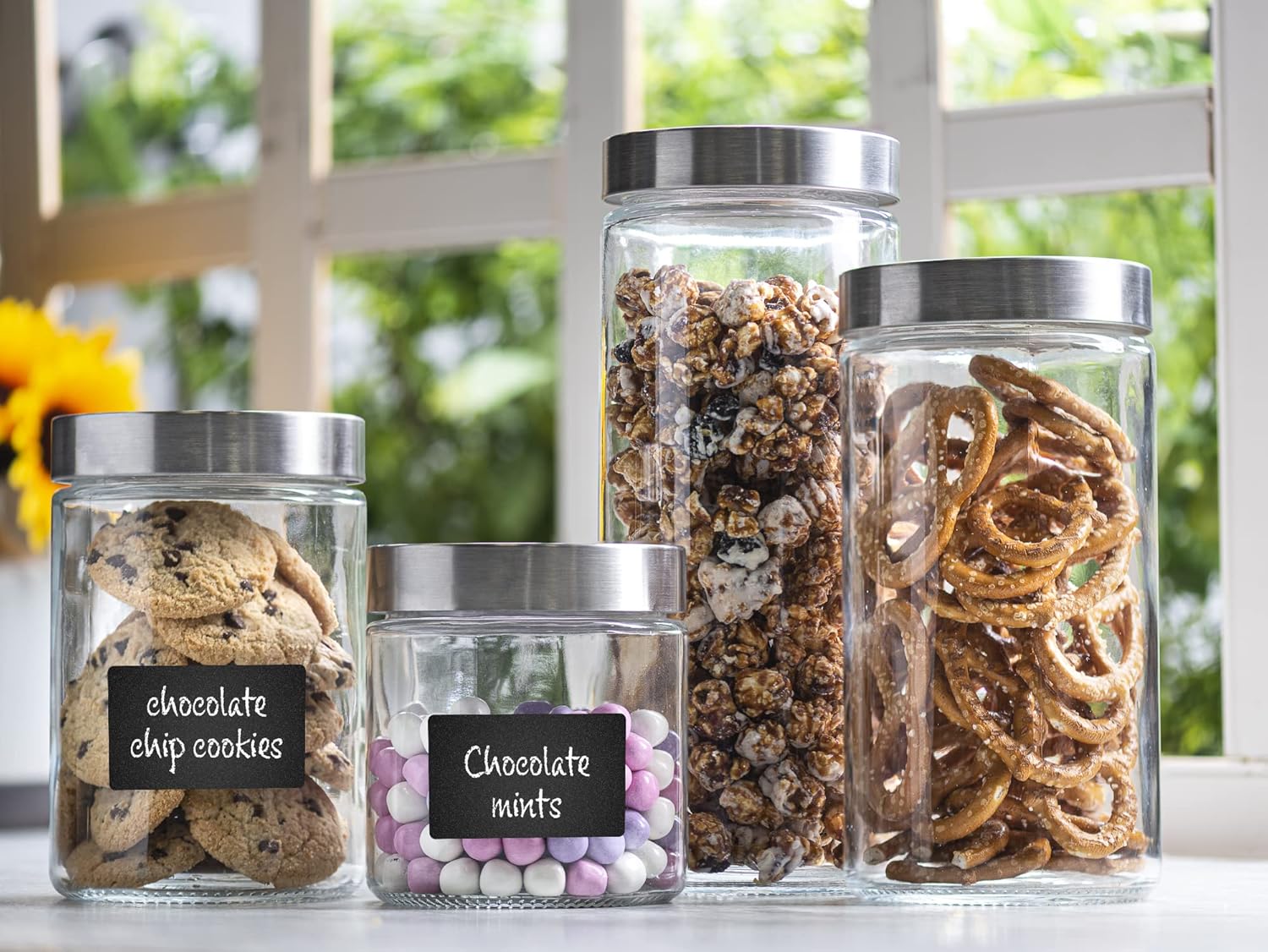 4pc Canister Sets for Kitchen  - Food Storage Labels avis et prix