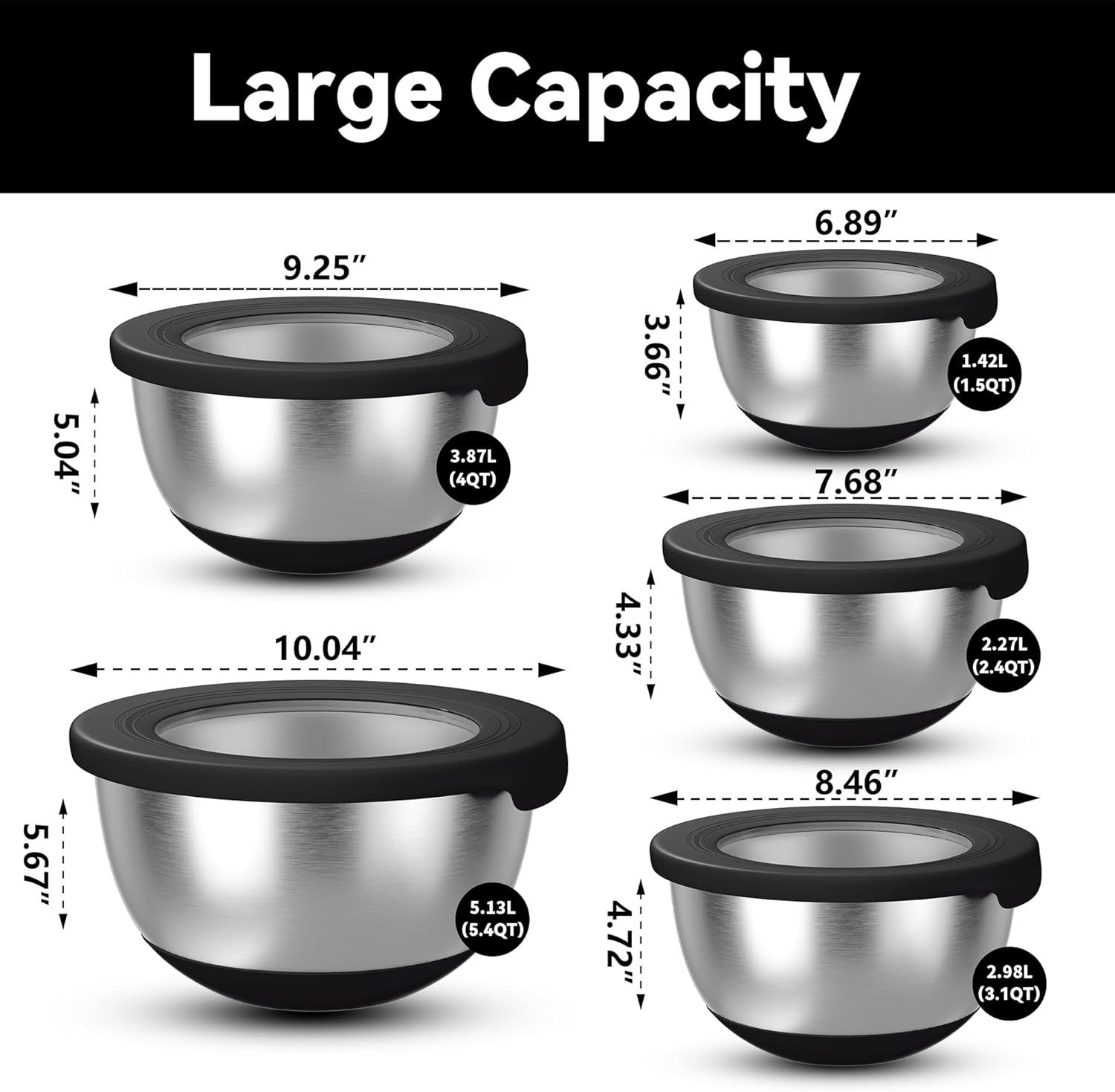 Stainless Steel Mixing Bowls w - Food Storage Bowls avis et prix