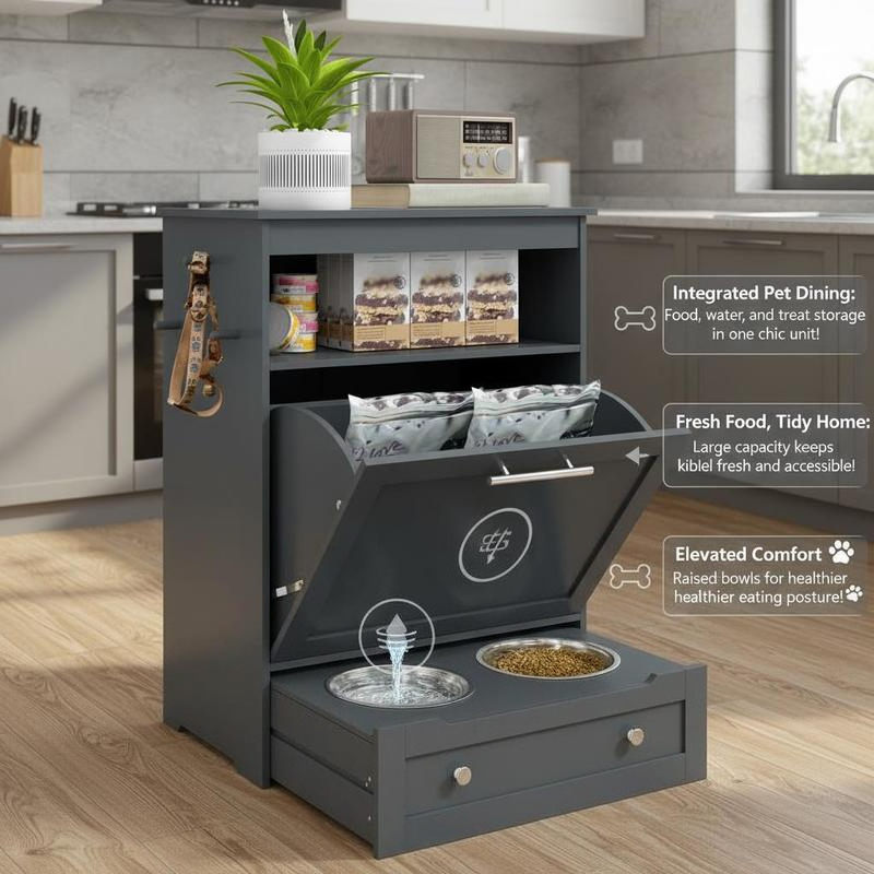 Pet Feeder Station Storage Cab - Food Storage Pet avis et prix