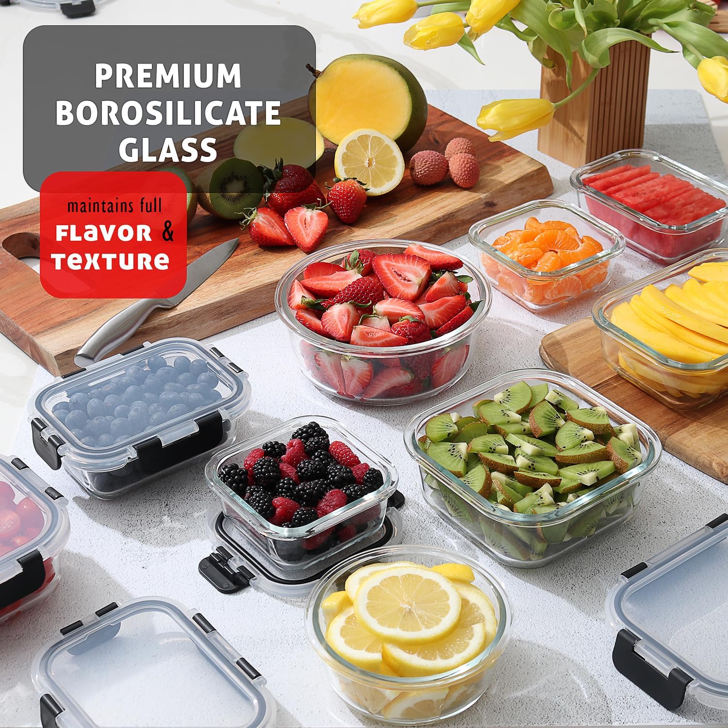 48-Piece Glass Food Storage Co - Food Storage Safe avis et prix