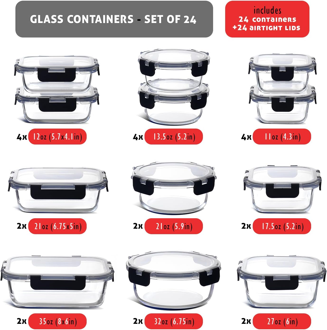 48-Piece Glass Food Storage Co - Food Storage Safe avis et prix