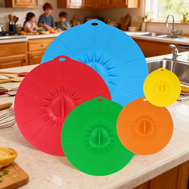 5-Piece Silicone Lids, Heat-Re - Food Storage With Colander avis et prix