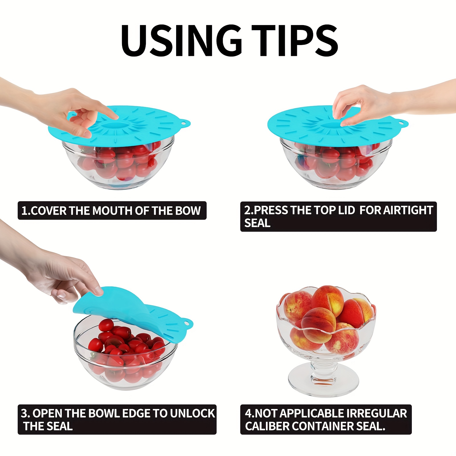 5-Piece Silicone Lids, Heat-Re - Food Storage With Colander avis et prix