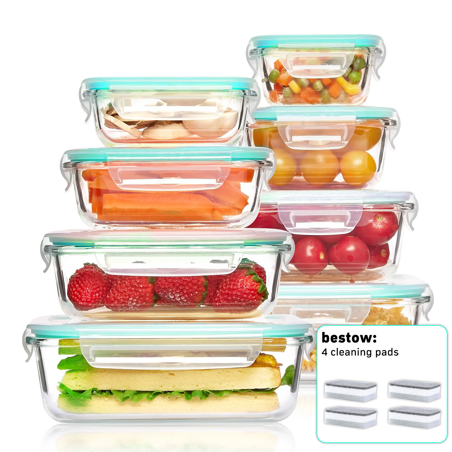 8-Pack Airtight Glass Food Sto - Food Storage Ideas avis et prix