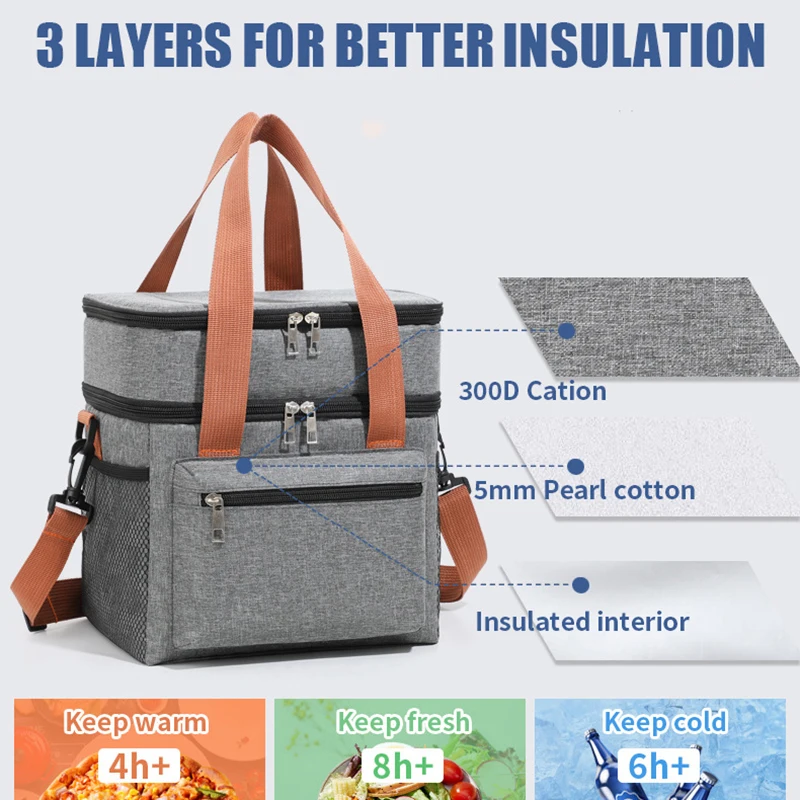 Thermal Lunch Bag Double Layer - Xxl Food Storage Container avis et prix