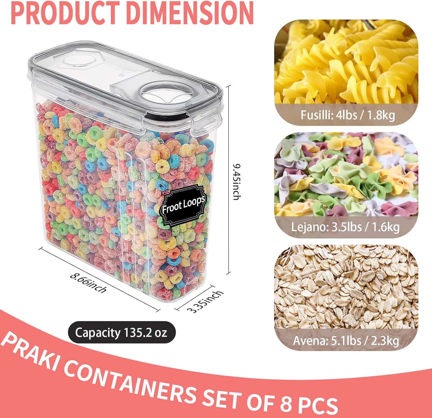 8-Piece Airtight Food Storage  - Food Storage Labels avis et prix