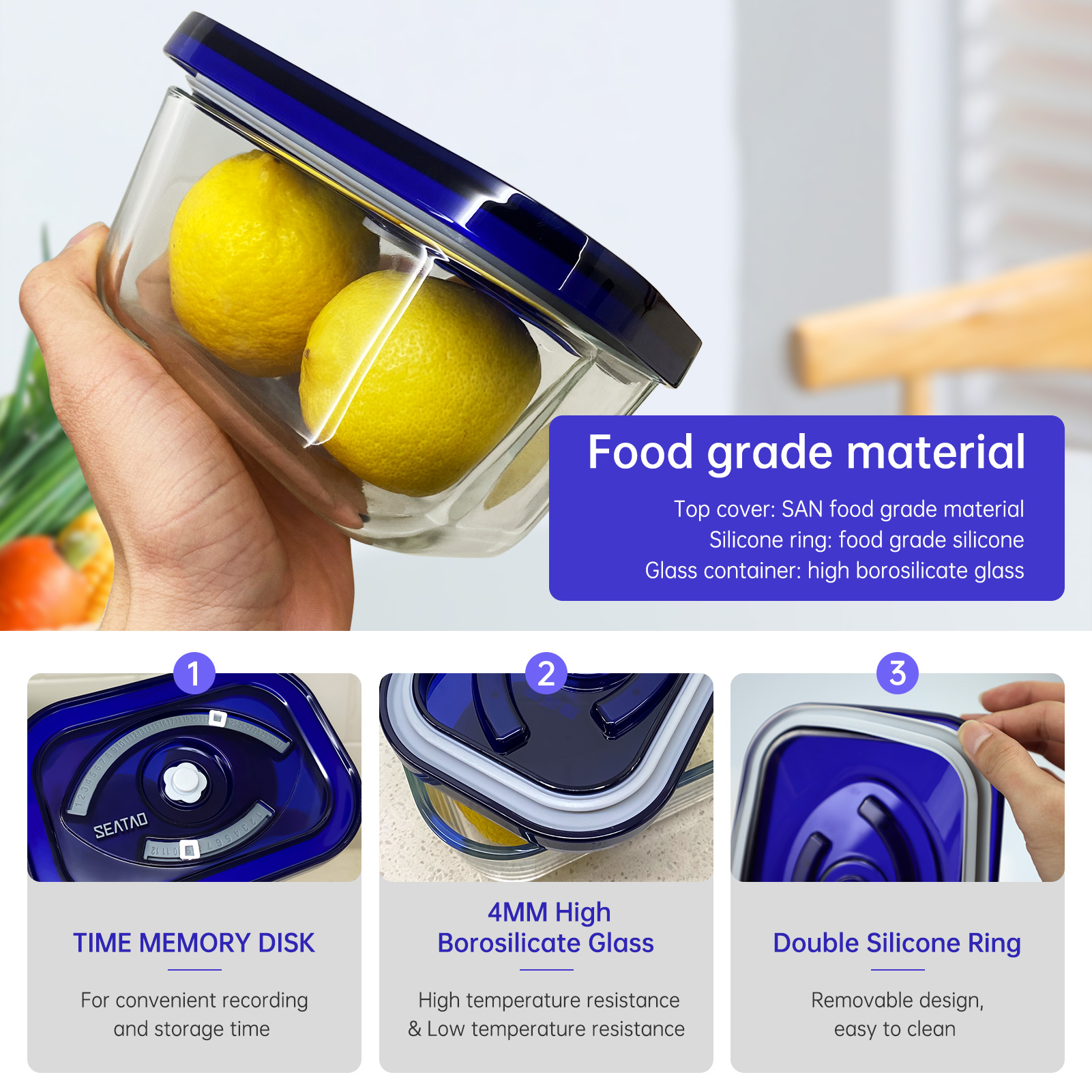 SEATAO Glass Food Storage Cont - Food Storage With Colander avis et prix