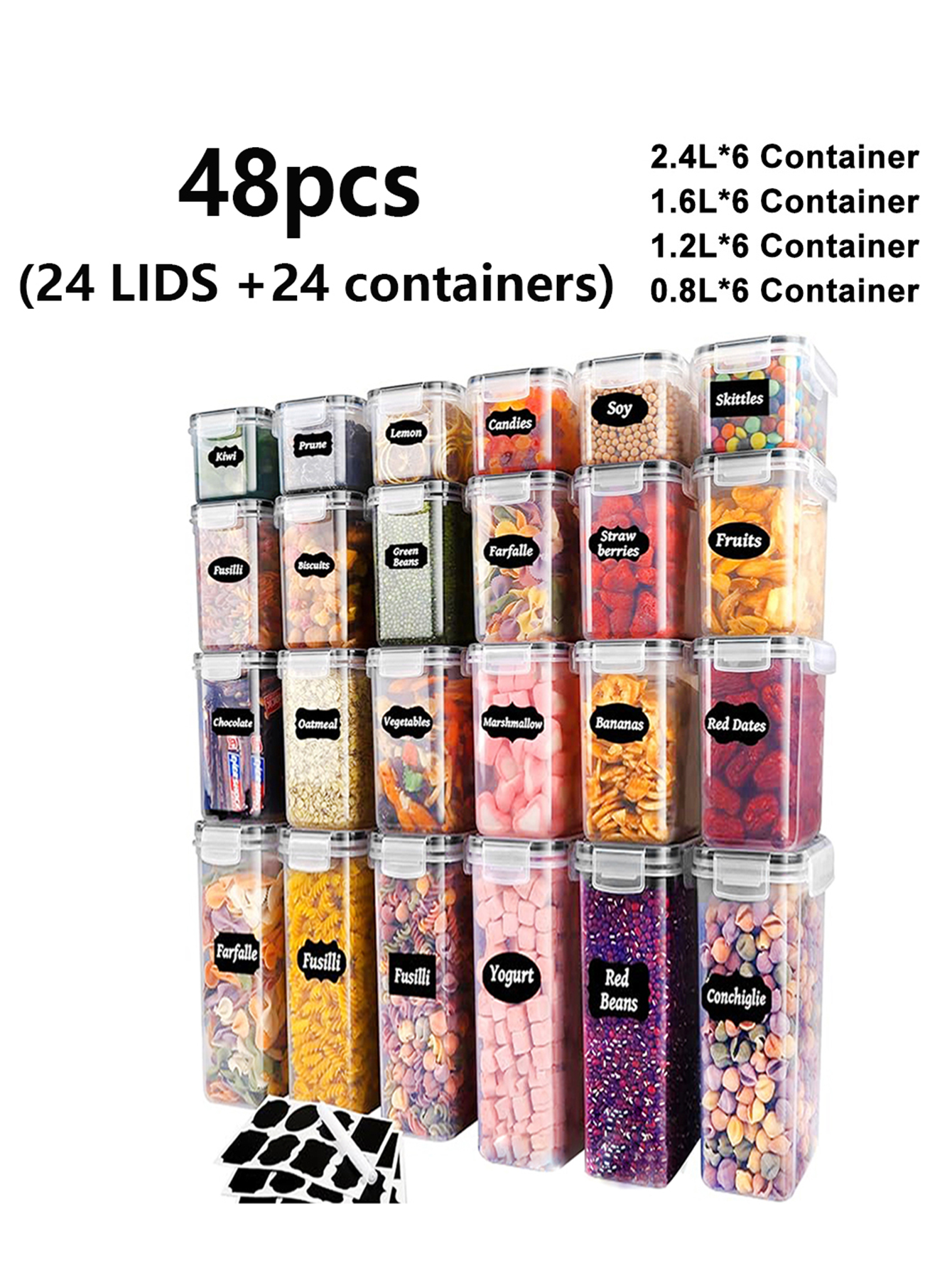 48pcs,Sealed food storage cont - Food Storage Labels avis et prix