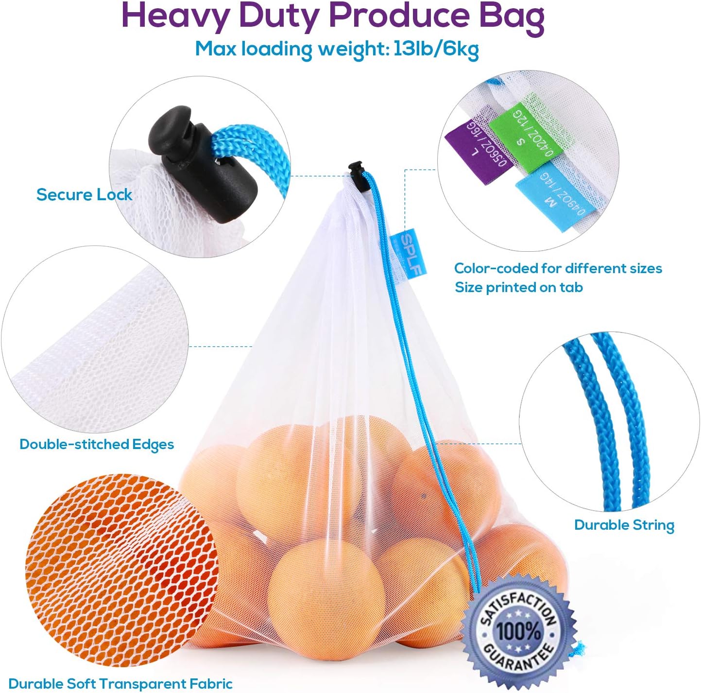 12 Pcs Reusable Mesh Produce B - Produce Bag Reusable Mesh avis et prix