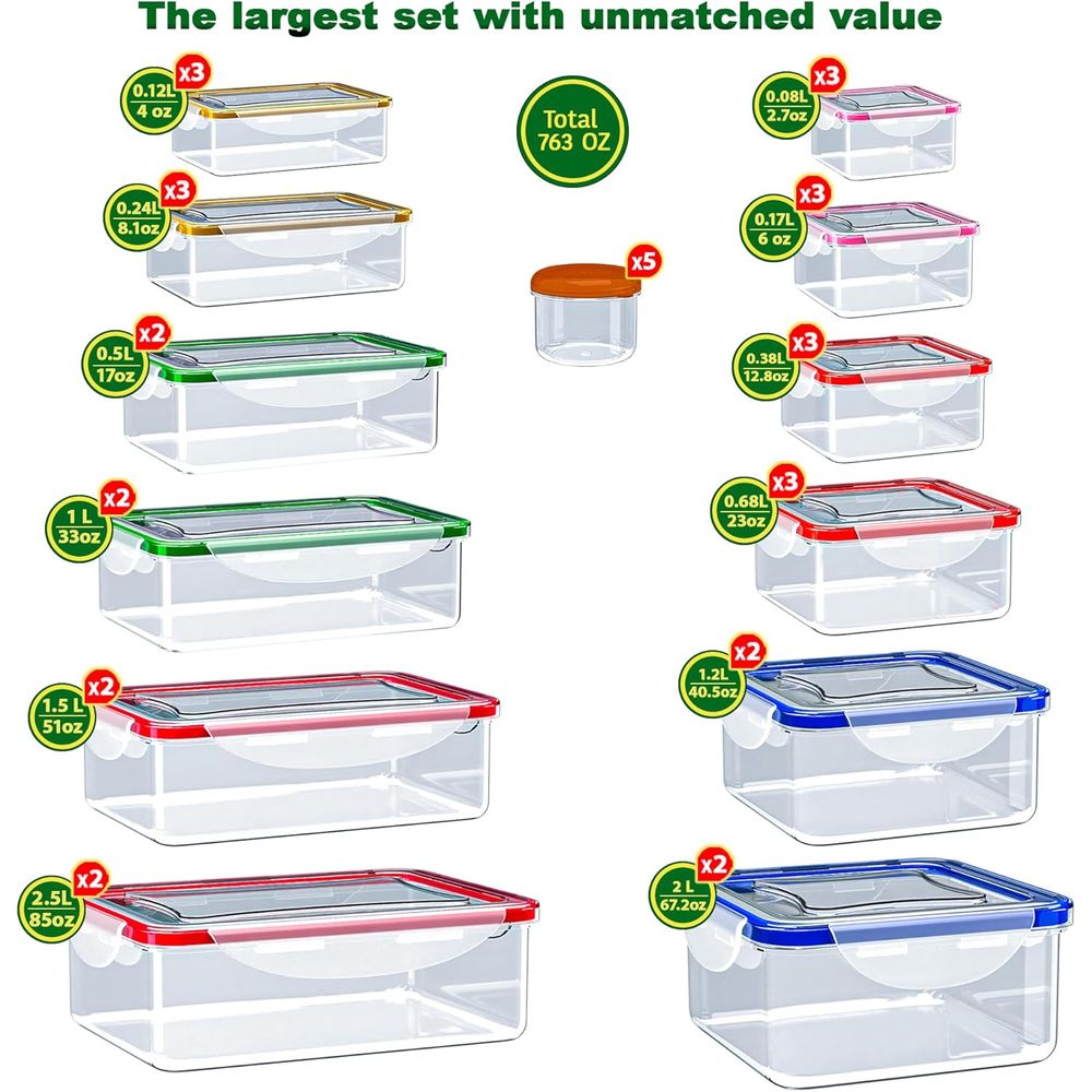 70 Pcs Large Food Storage Cont - Food Storage Box Large avis et prix